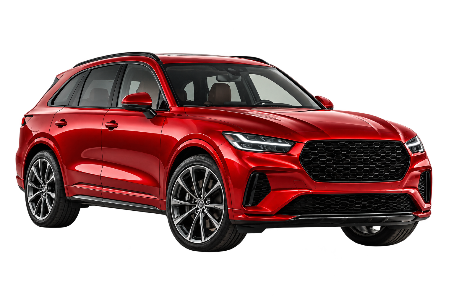 Luxury red SUV with realistic metallic paint and studio lighting